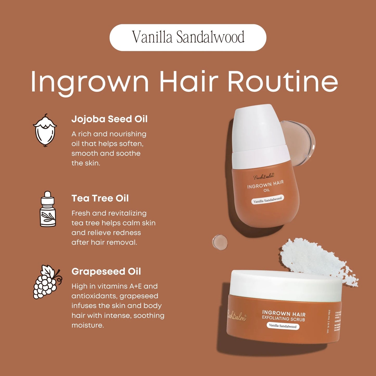 Bushbalm Ingrown Hair Exfoliating Scrub - Vanilla Sandalwood