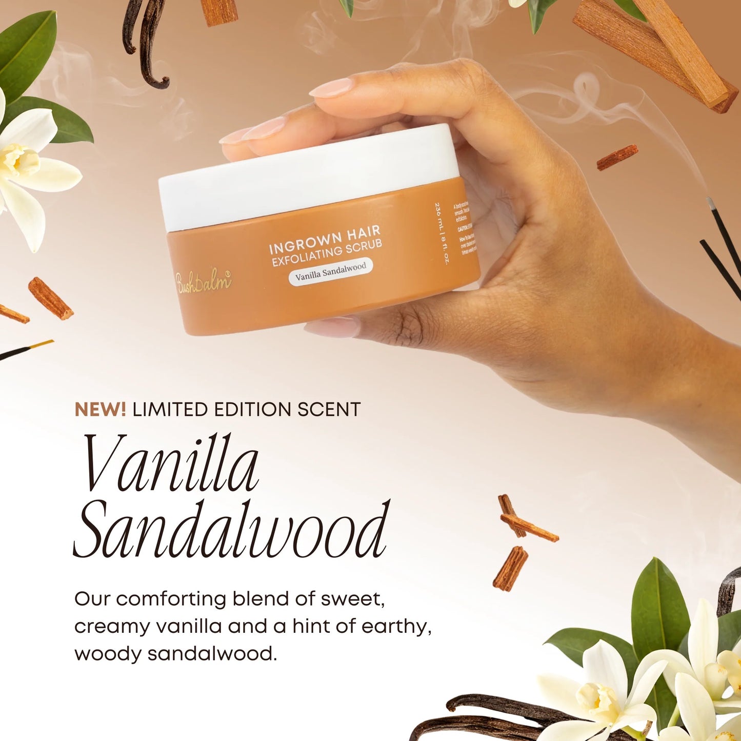 Bushbalm Ingrown Hair Exfoliating Scrub  - Vanilla Sandalwood